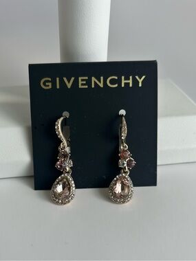 Givenchy Pink Crystal Teardrop Drop Earrings
